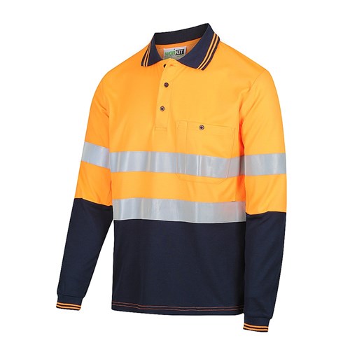 SHIRT POLO L/SLV P/CTN TAPED- TWO TONE
