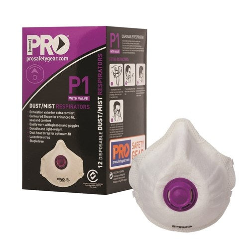 P1 RESPIRATOR + VALVE 12/BOX
