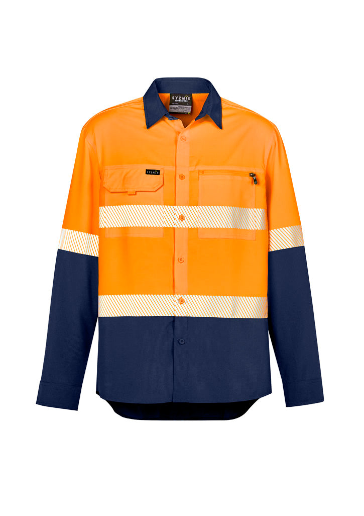 Mens Hi Vis Outdoor Segmented Tape L/S Shirt