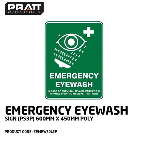 SIGN 600 x 450mm POLY EMERGENCY EYEWASH