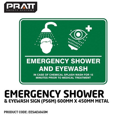 SIGN 600 x 450mm METAL EMERG SHW & EYE
