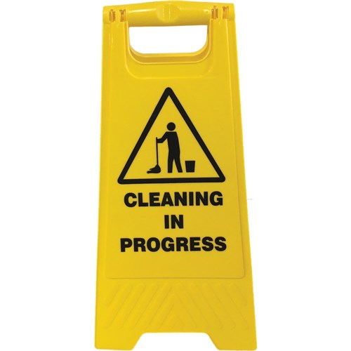 FLOOR STAND YELLOW CLEANING IN PROGRESS