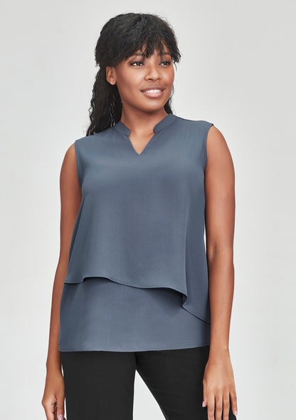 Seville Womens Sleeveless Layered Blouse