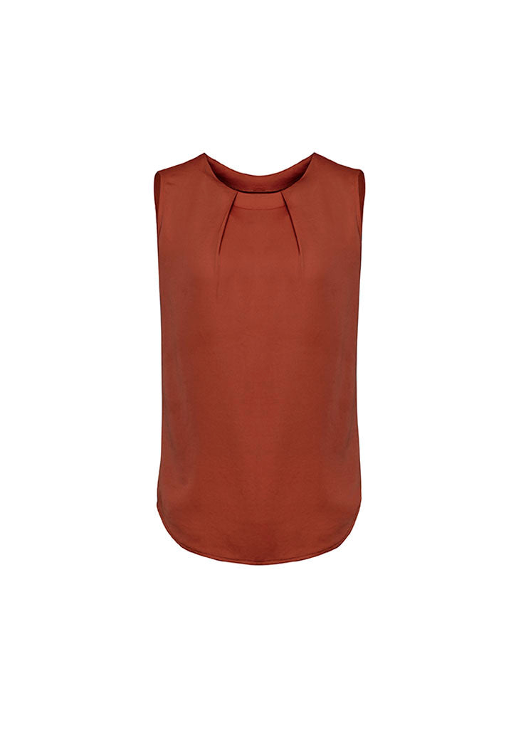 Estelle Womens Sleeveless Pleat Blouse