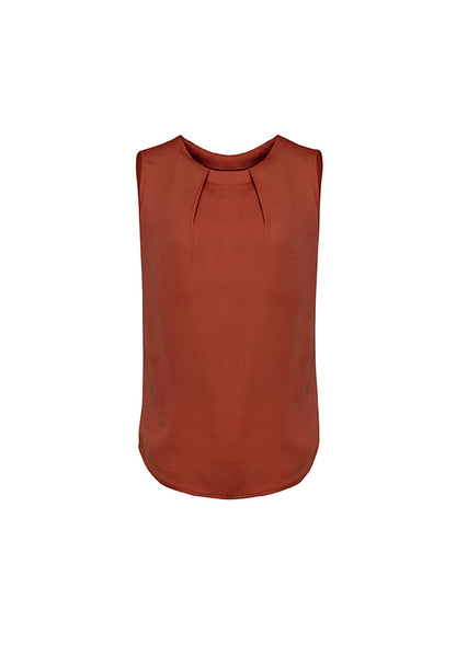 Estelle Womens Sleeveless Pleat Blouse