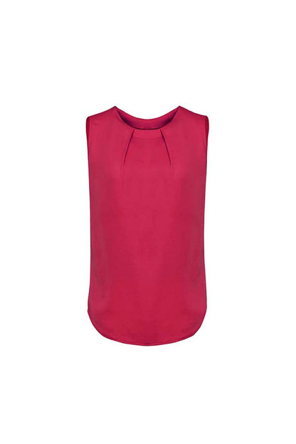 Estelle Womens Sleeveless Pleat Blouse