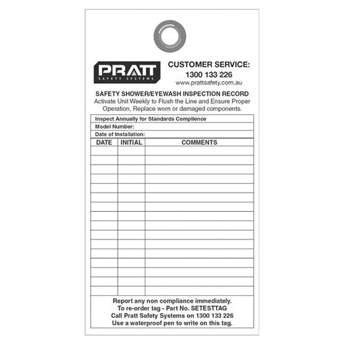 TEST TAG SHOWER & EYEWASH 10/PK