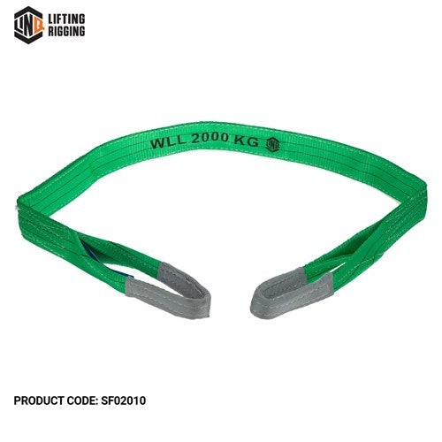 SLING FLAT 8:1 WLL 2T 1.0m GREEN